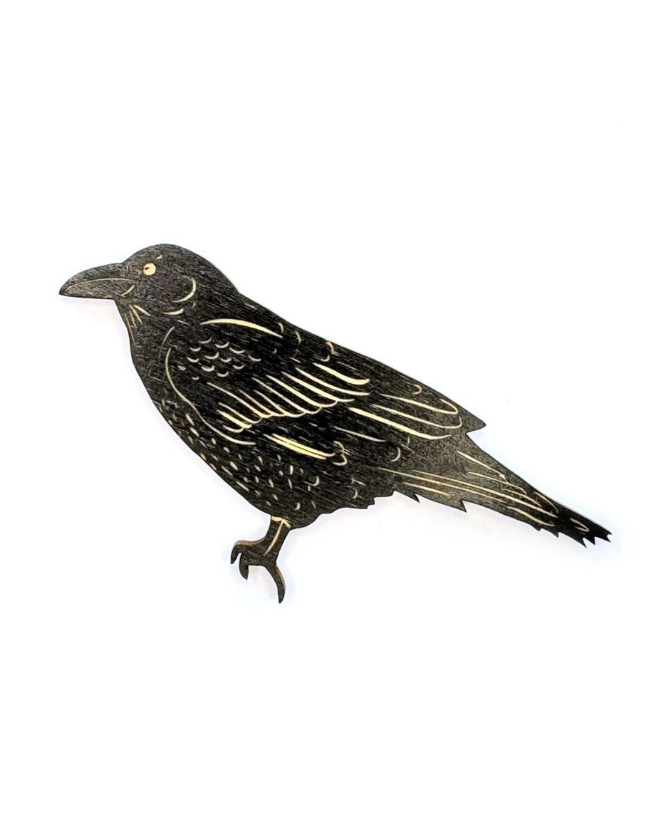Wooden Raven Magnet