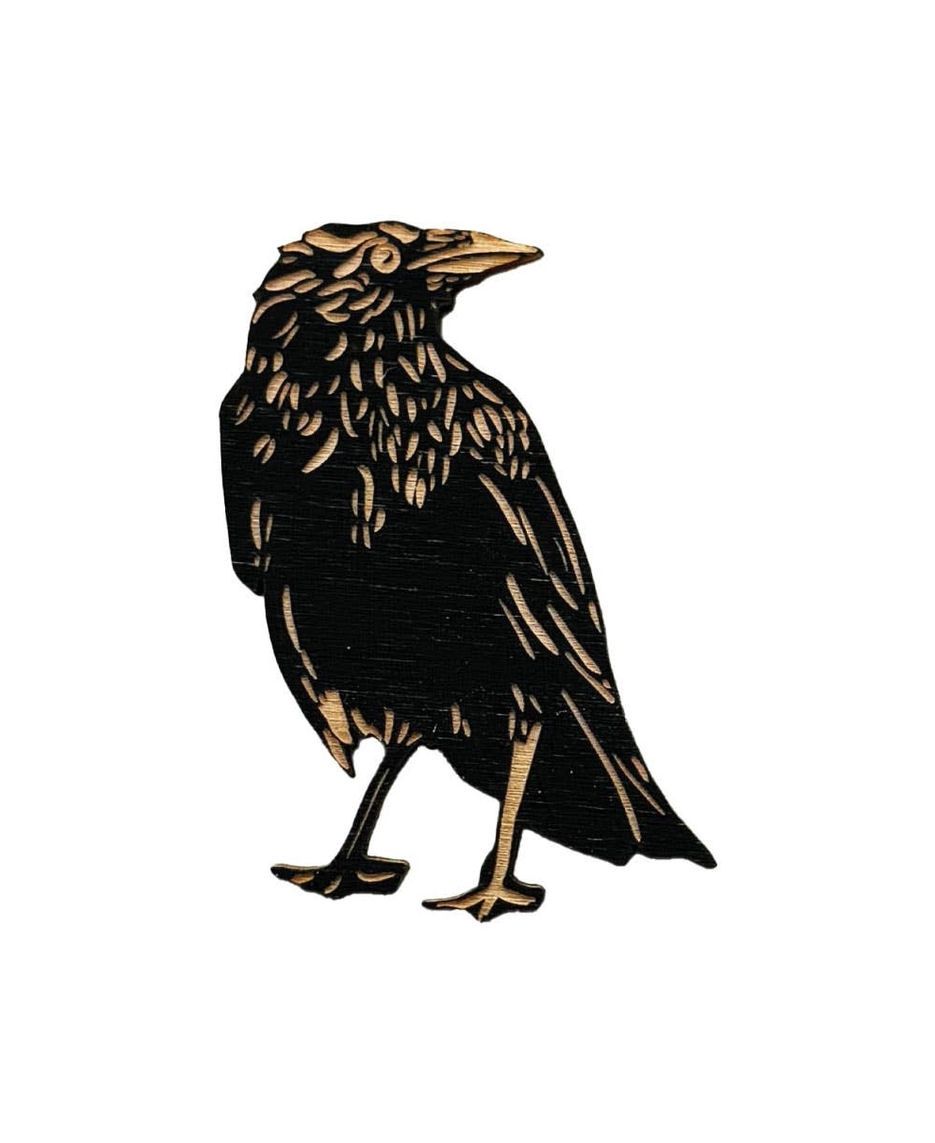 Wooden Crow Magnet