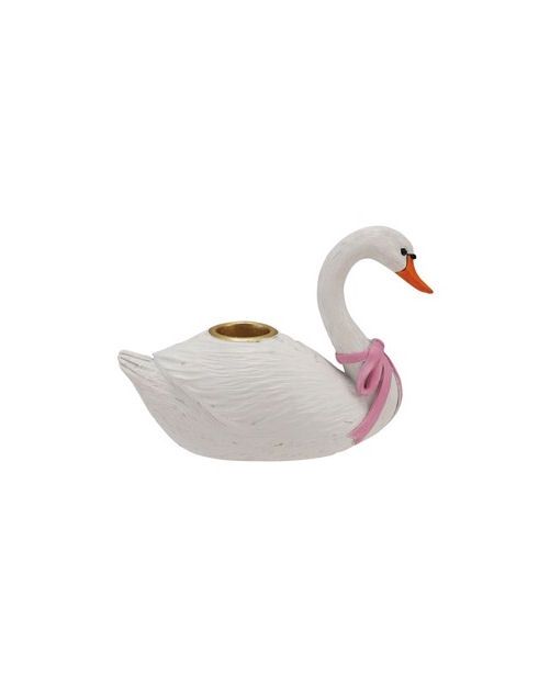 Swan With Bow Taper Candle Holder
