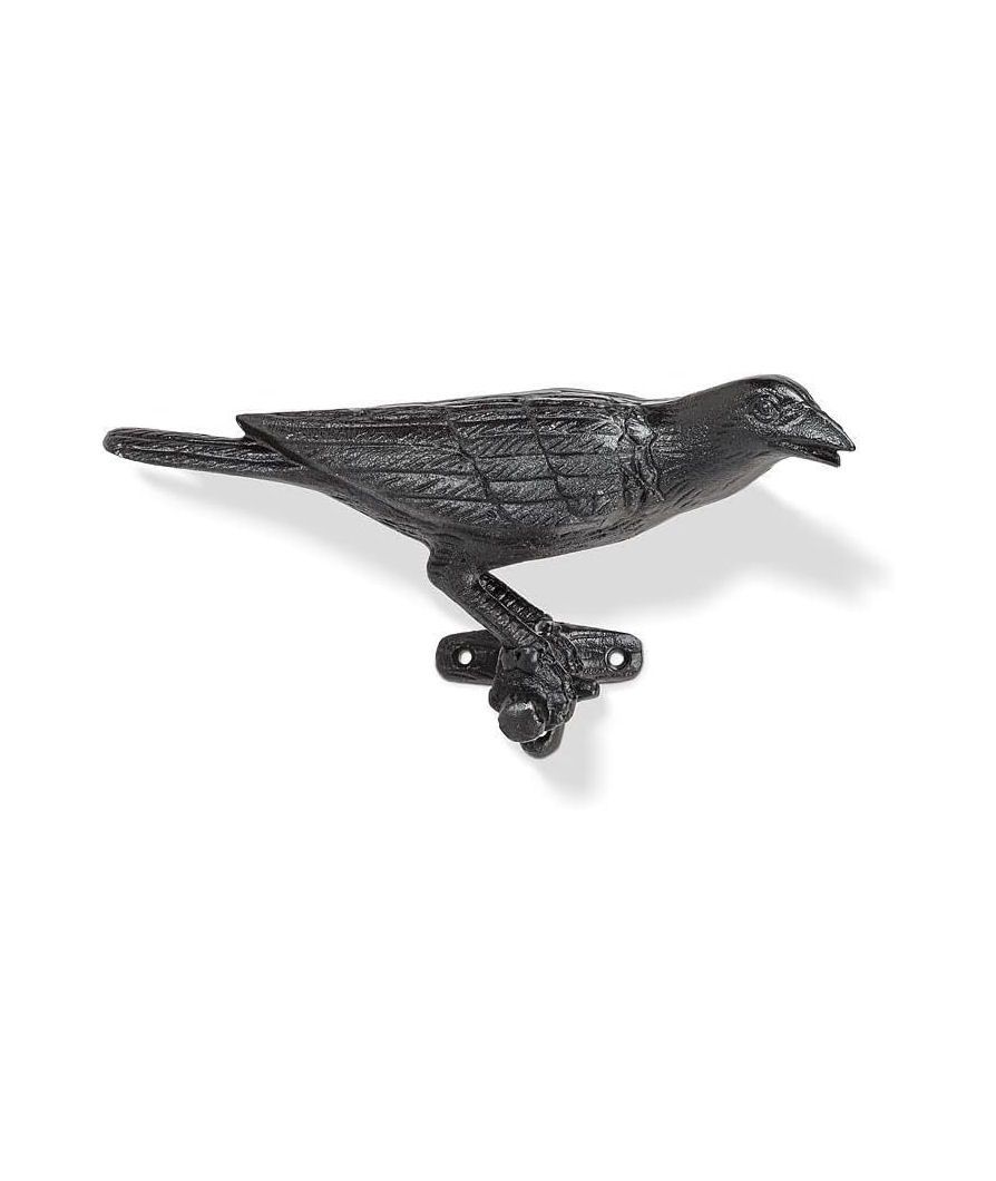 Large Crow On Branch Cast Iron Hook