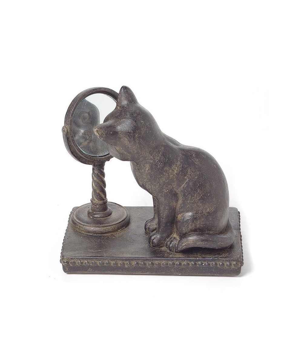 Vanity Cat Gazing In Mirror Small Figurine