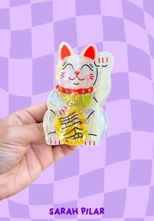 Lucky Cat Hair Claw Clip