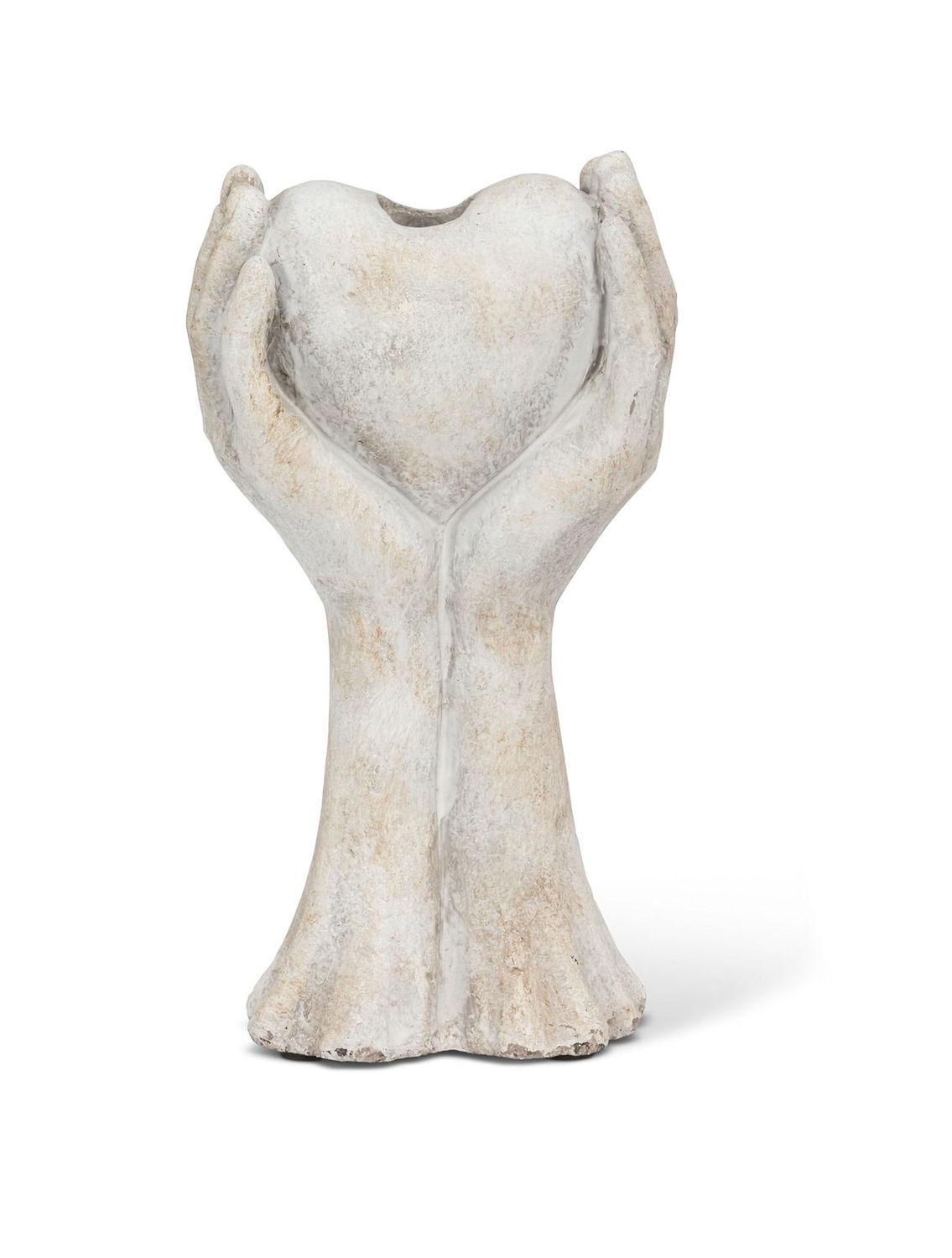 Hands Holding Heart Taper Concrete Candle Holder