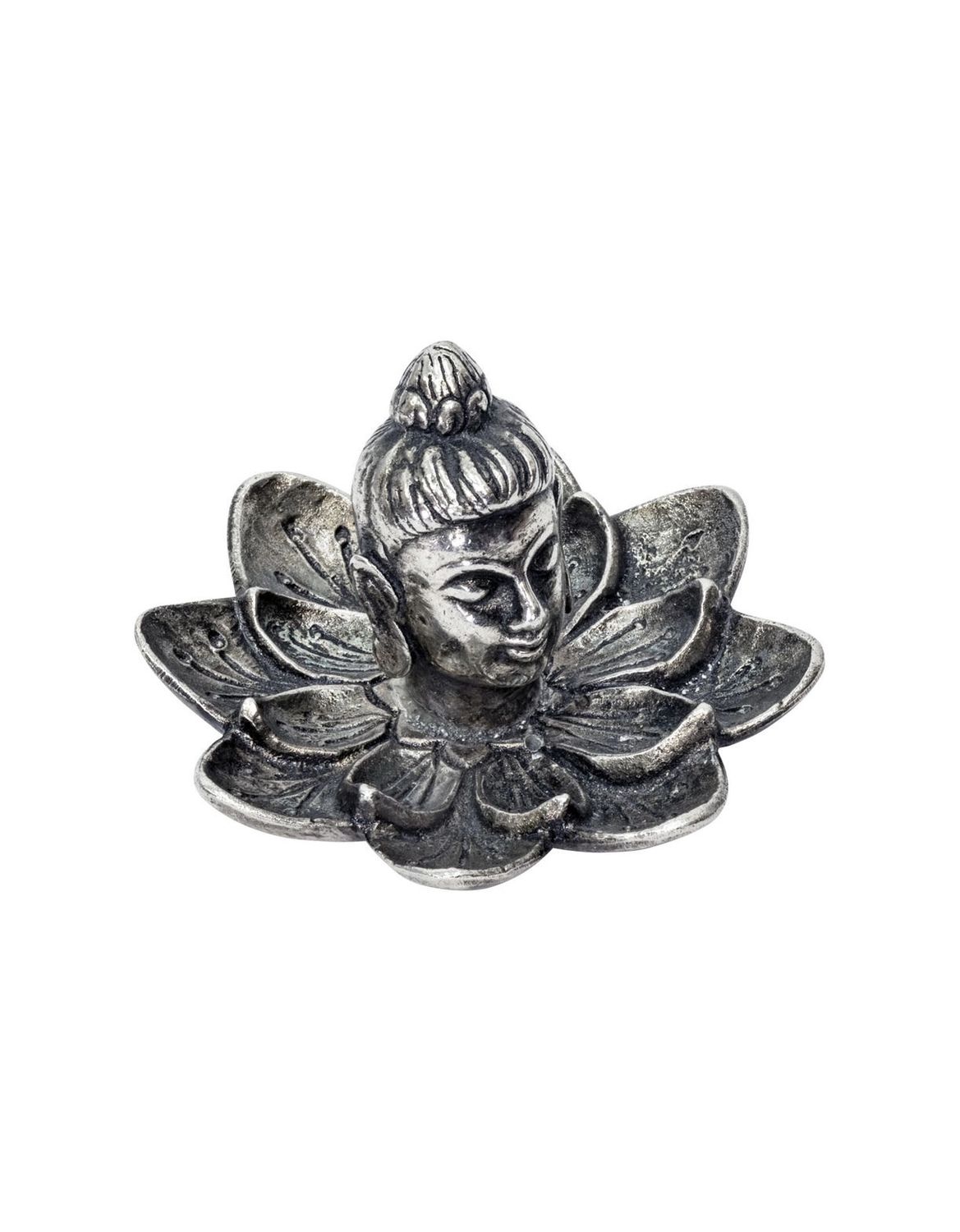 Buddha Head On Lotus Aluminum Incense Holder