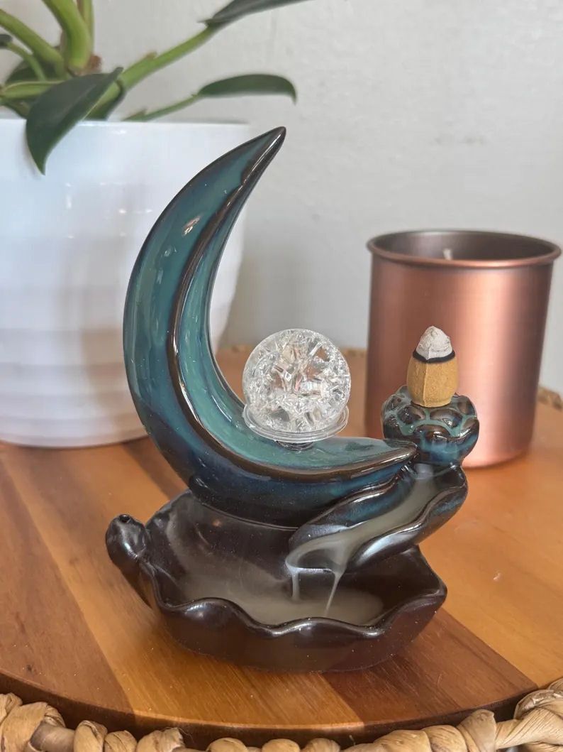 Crescent Moon And Sphere Backflow Cone Incense Burner
