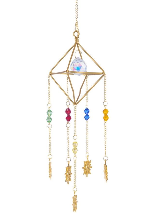 Hanging Crystal Prism Suncatcher With Sun Charms And Colored Glass
