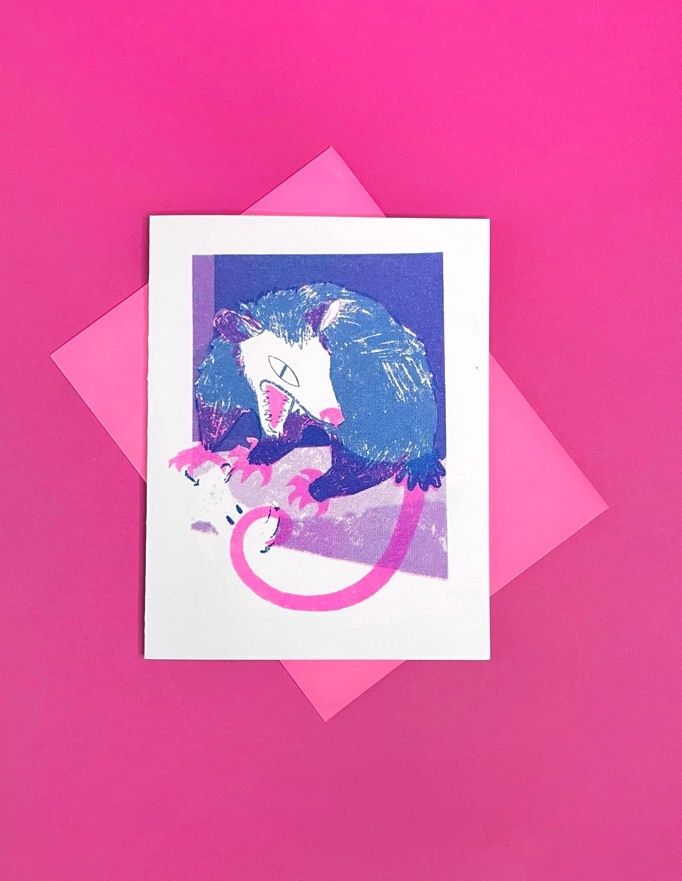 Hissing Opossum Card