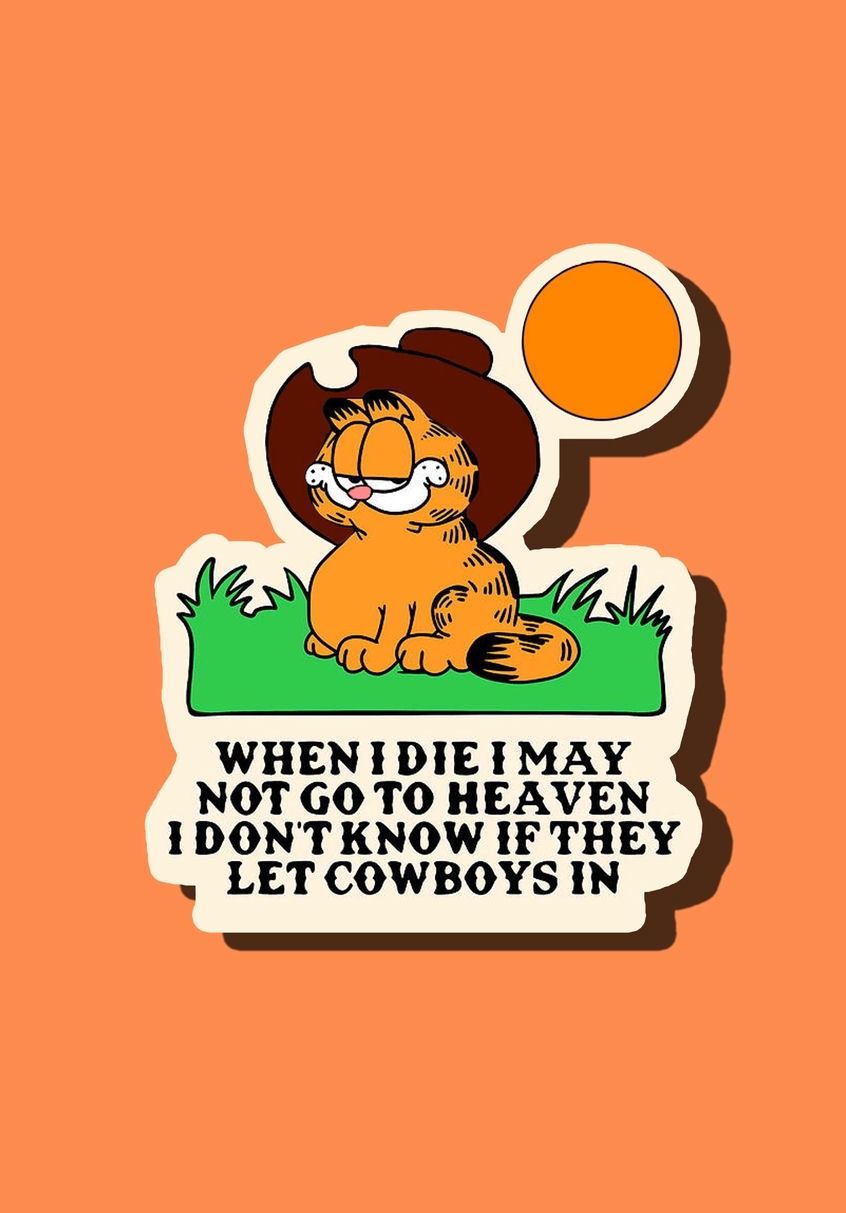 When I Die Cowboy Garfield Sticker