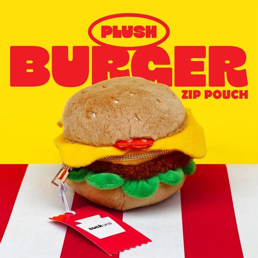 Cheeseburger Plush Zip Bag