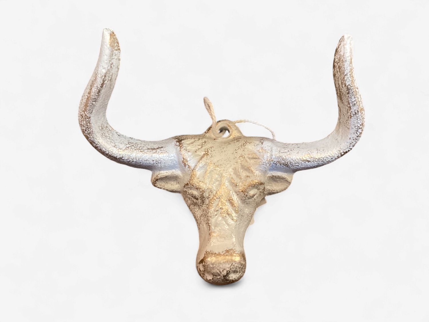 White Cast Iron Longhorn Wall Hook