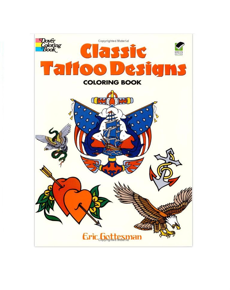 Classic Tattoo Designs Coloring Paperback Book