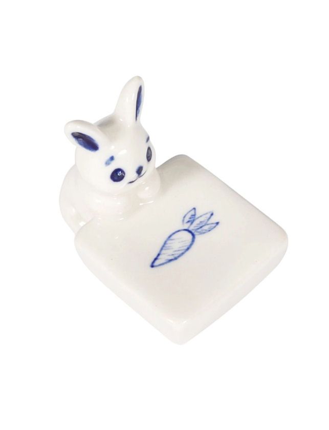 Rabbit And Carrot Porcelain Trinket Dish