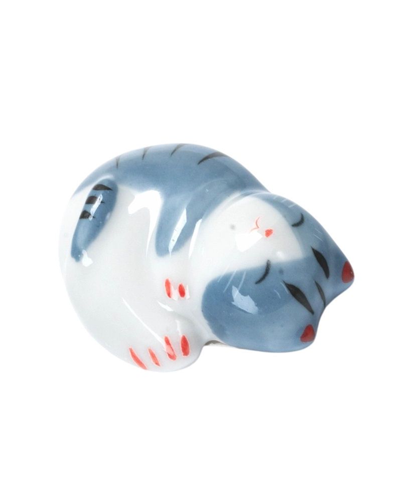 Grey Porcelain Cat Figurine