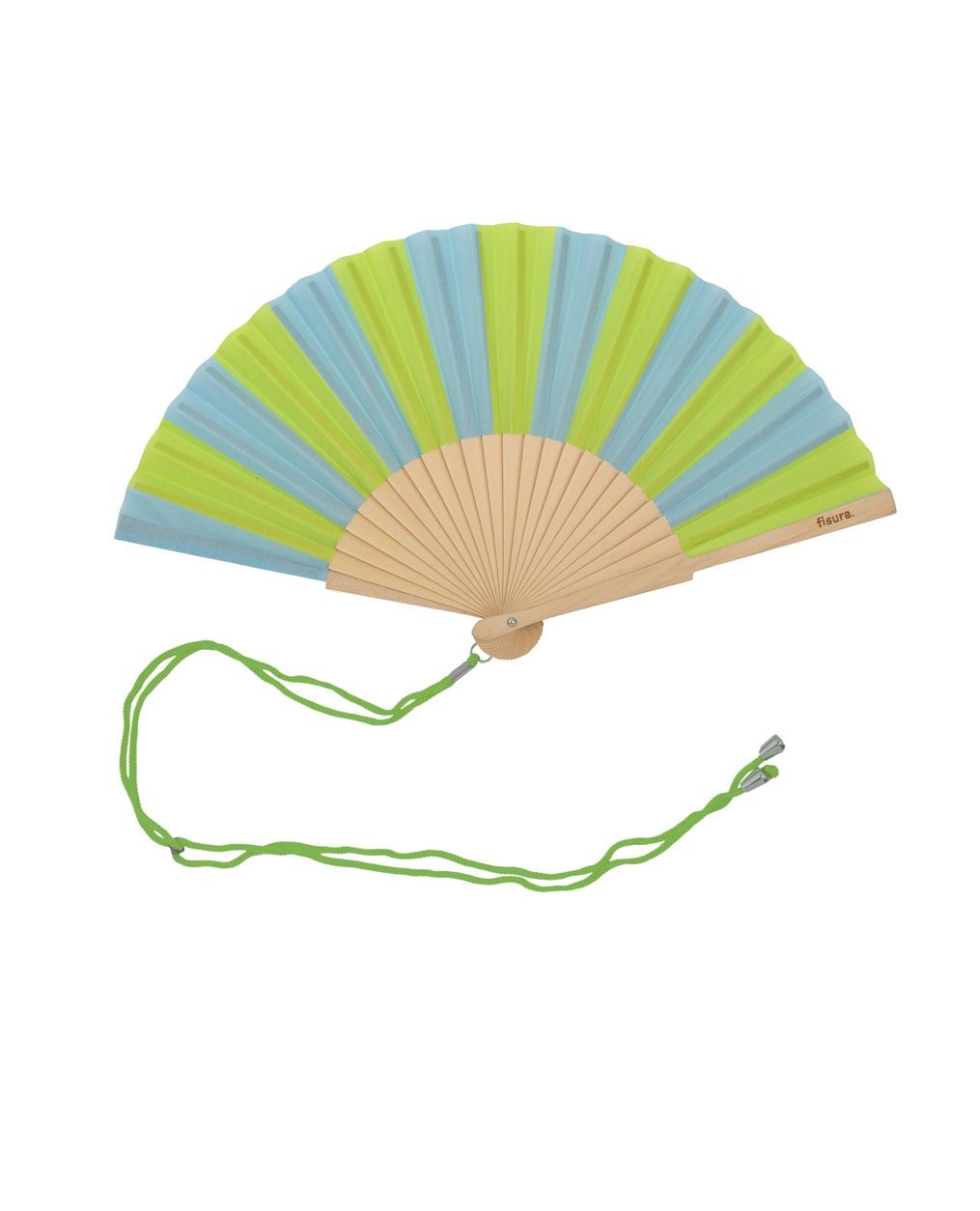 Lime And Blue Stripes Hand Fan