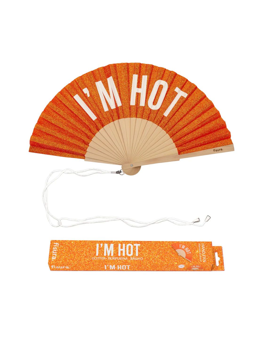 I’m Hot Orange Glitter Hand Fan