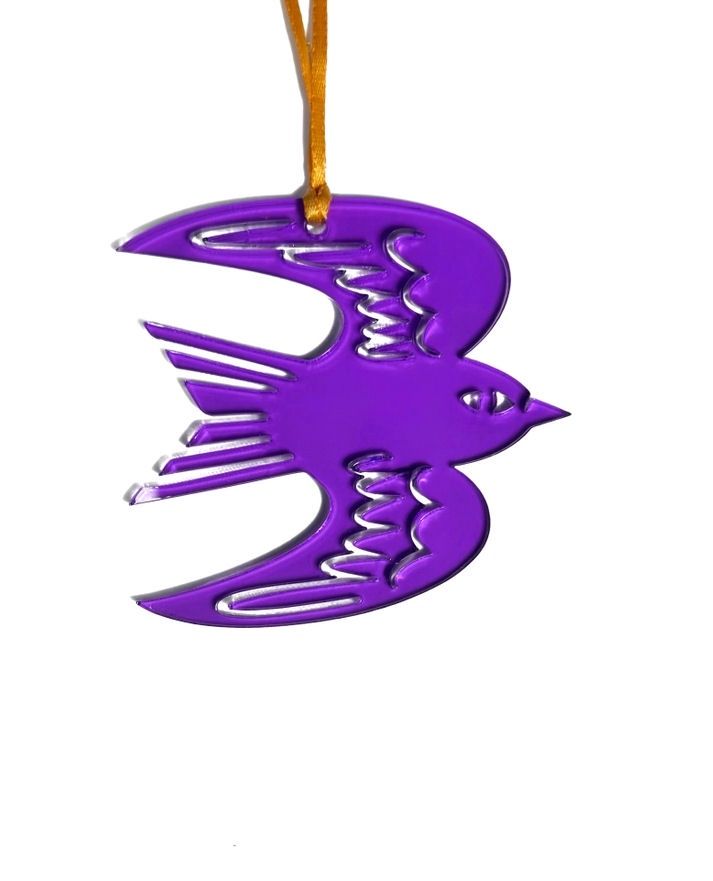 Neon Purple Sparrow Bird Suncatcher