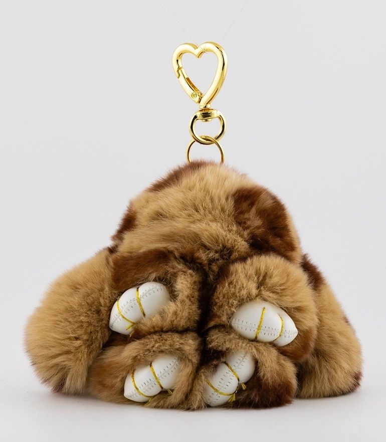 Mottled Brown Furry Bunny Keychain