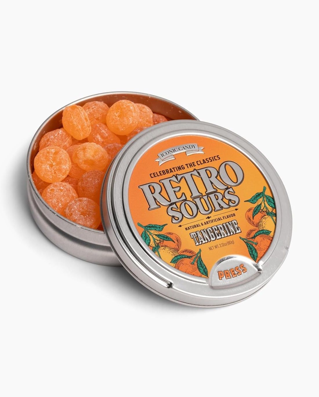 Retro Sours Tangerine Candy Tin