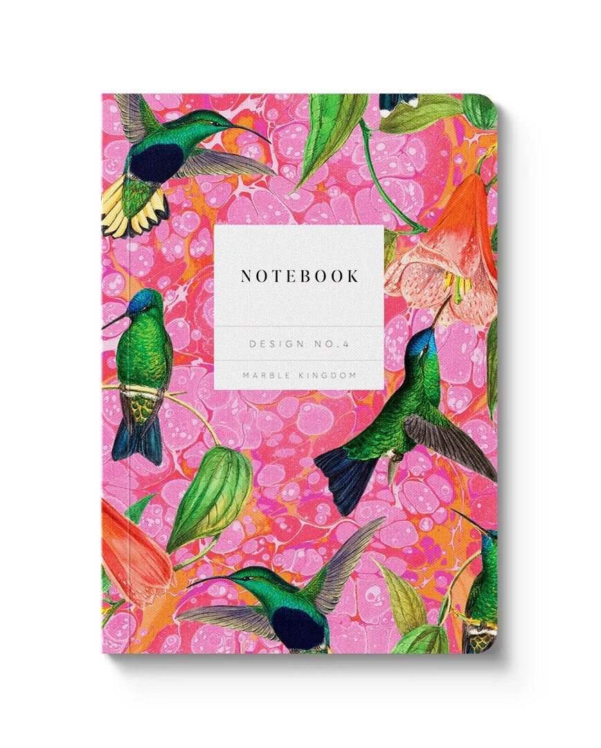 Marble Hummingbirds Premium Paperback A5 Notebook