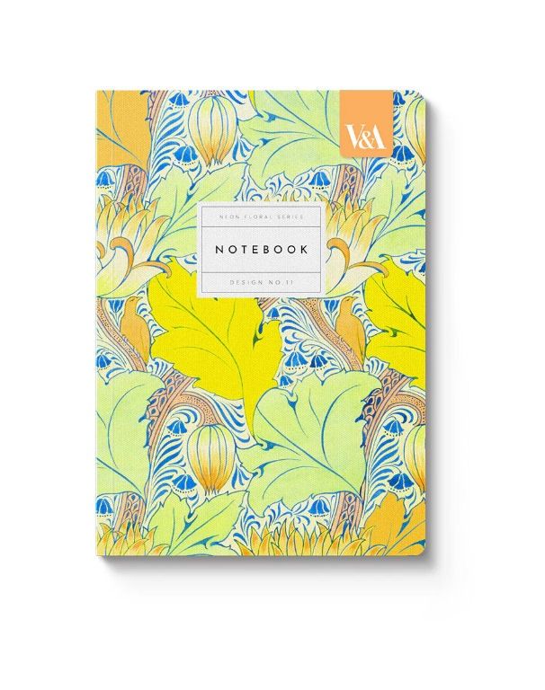 Neon Floral Arts And Crafts Premium Paperback Notebook
