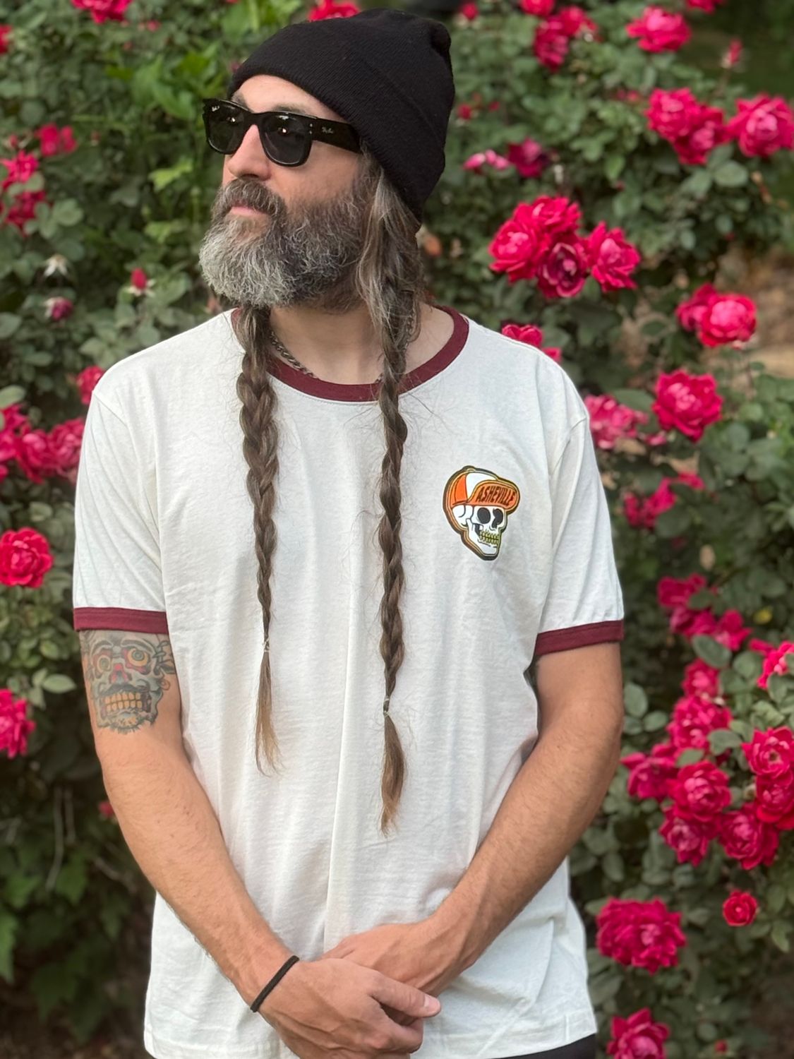 Skater Skull Asheville Ringer T-Shirt, Size: Small