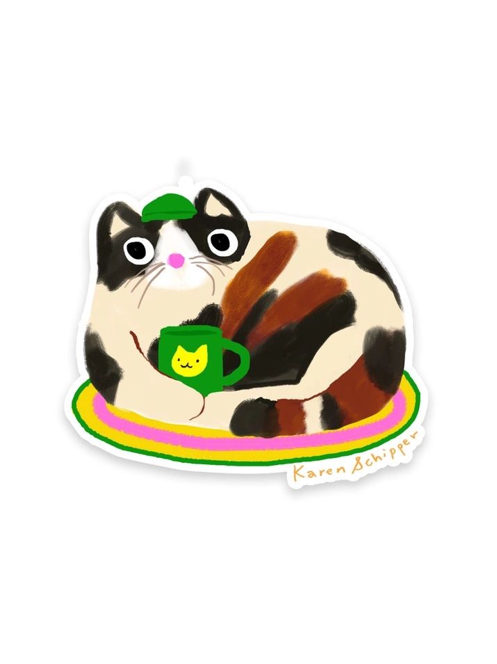 Cute Cat Coffee Sticker
