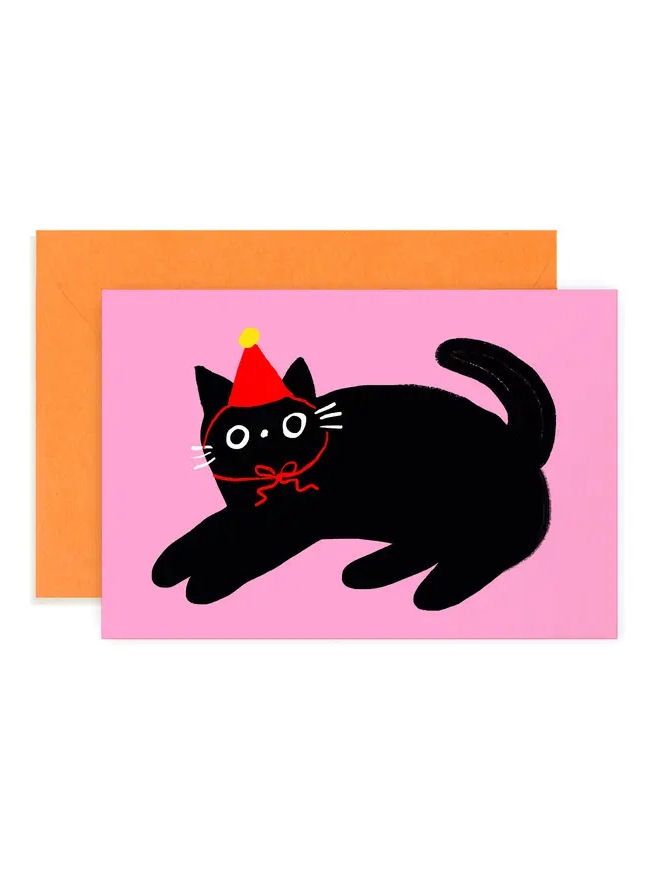 Party Black Cat Mini Note Card