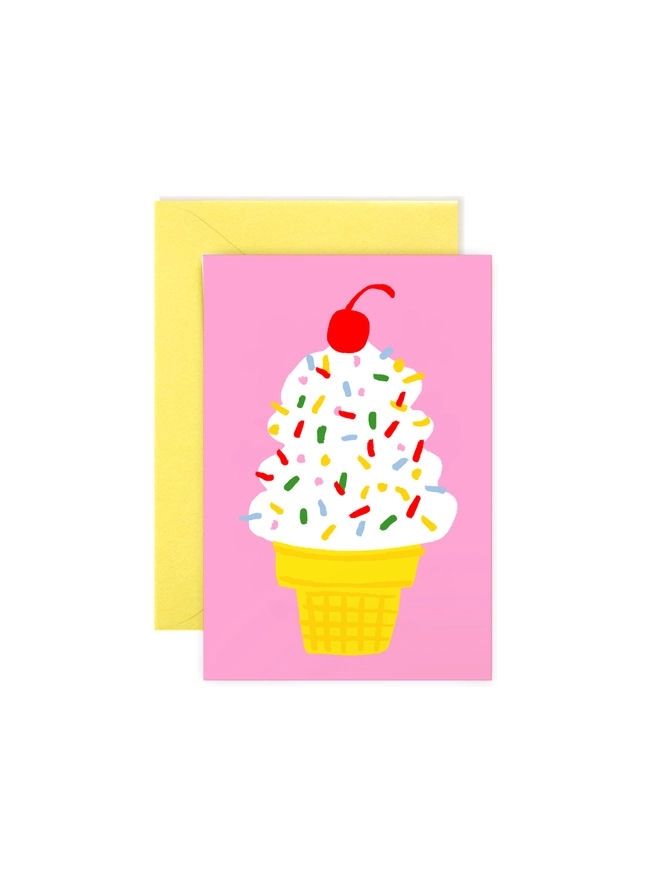 Ice Cream Cone Mini Note Card