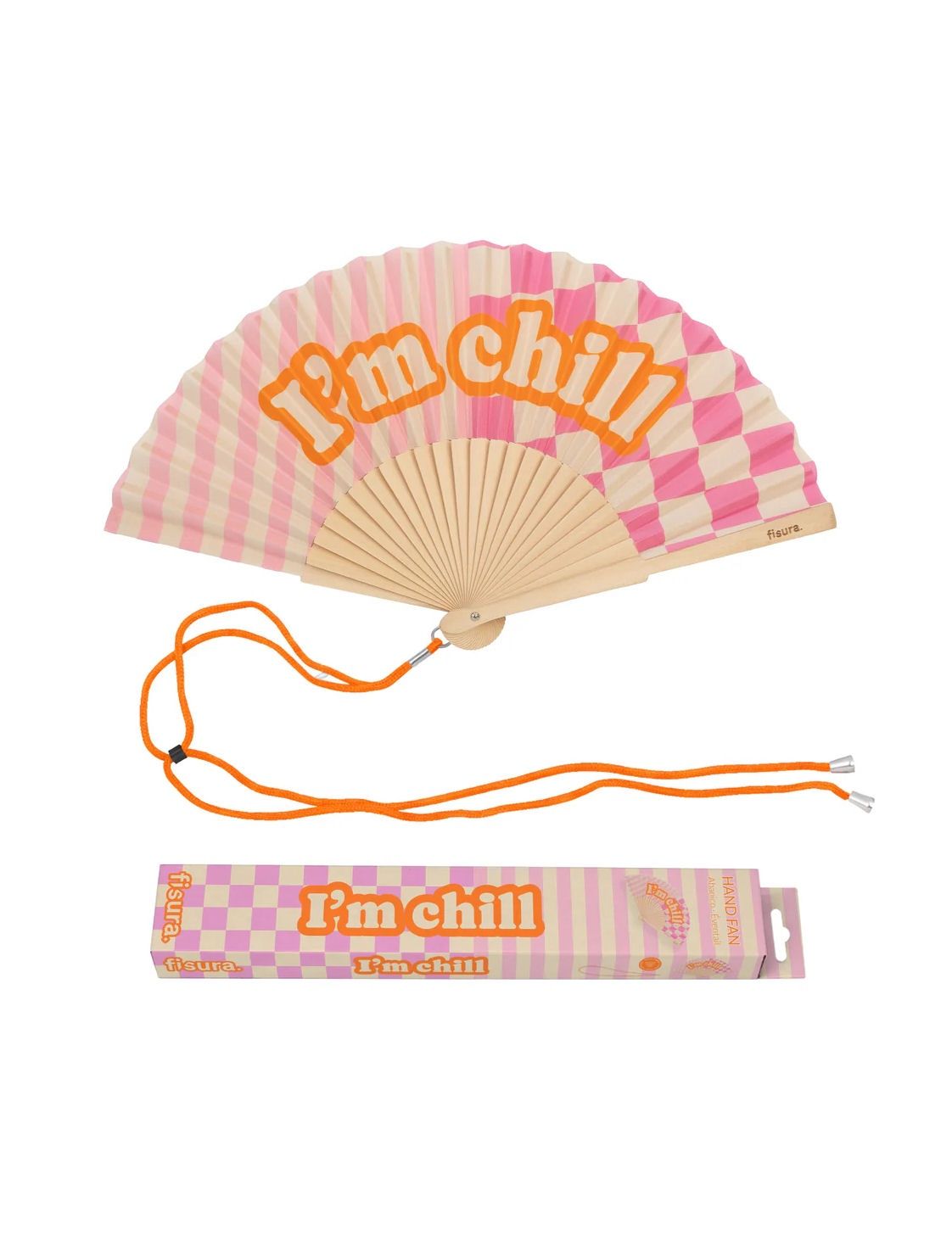 I’m Chill Stripes And Checks Hand Fan