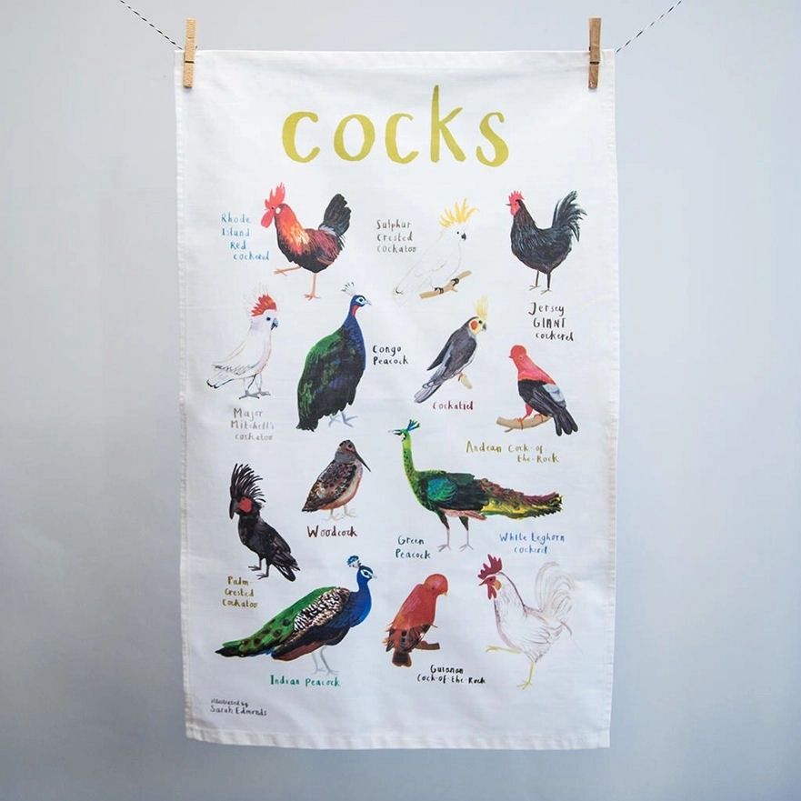 Cocks Birds Tea Towel