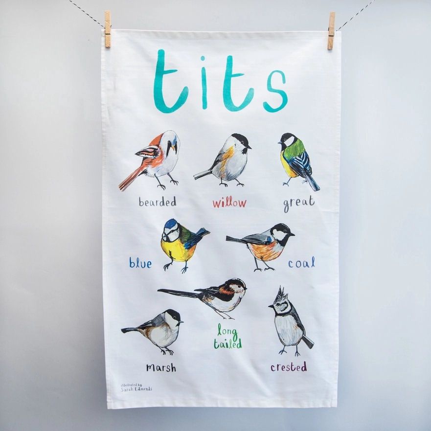 Tits Birds Tea Towel
