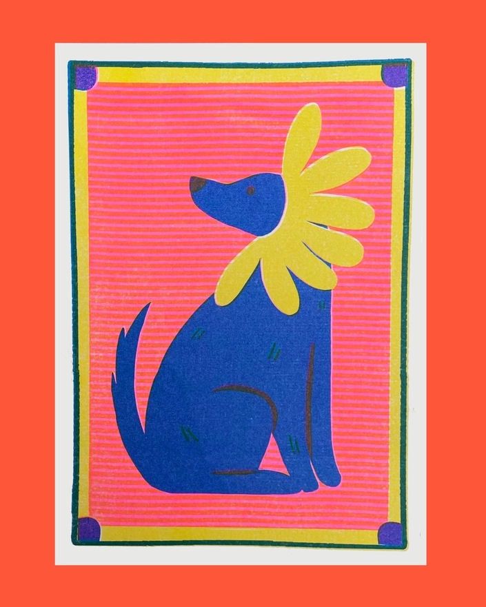 Daisy Labrador A5 Risograph Print