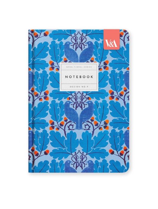 Neon Floral Blue Birds Hardcover Notebook