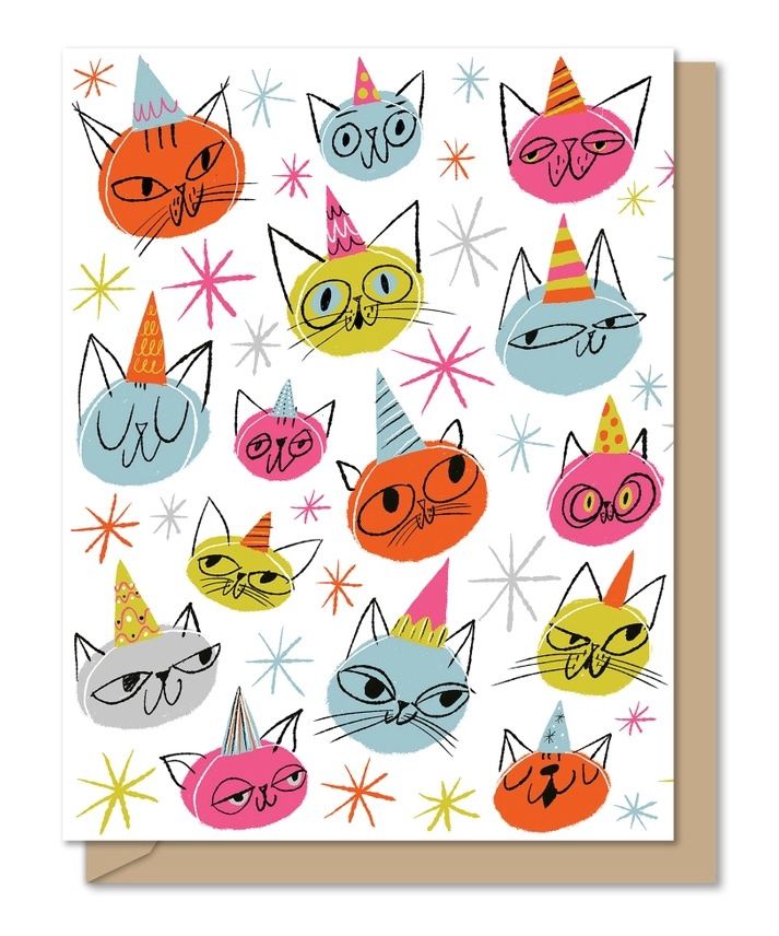 Cats In Birthday Hats Tri-Fold Card