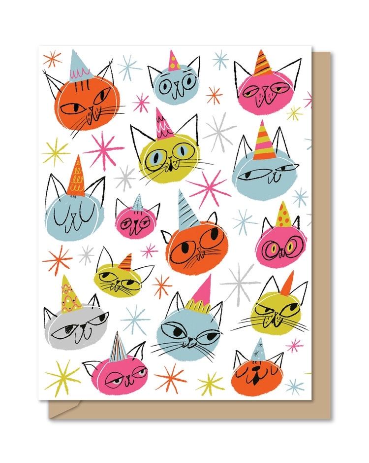 Cats In Birthday Hats Tri-Fold Card