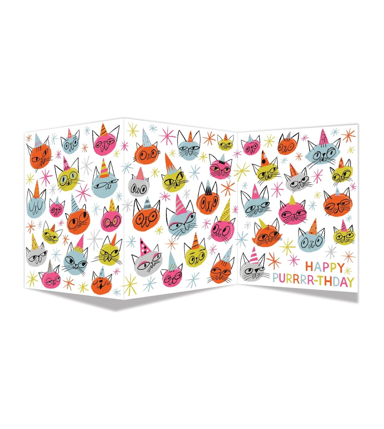 Cats In Birthday Hats Tri-Fold Card
