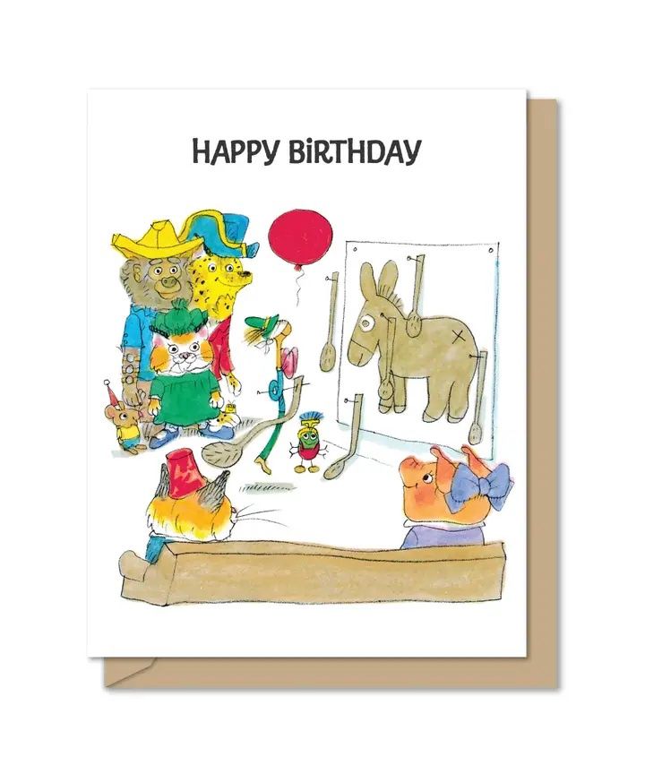 Happy Birthday Lowly Pins The Tail On The Donkey Card