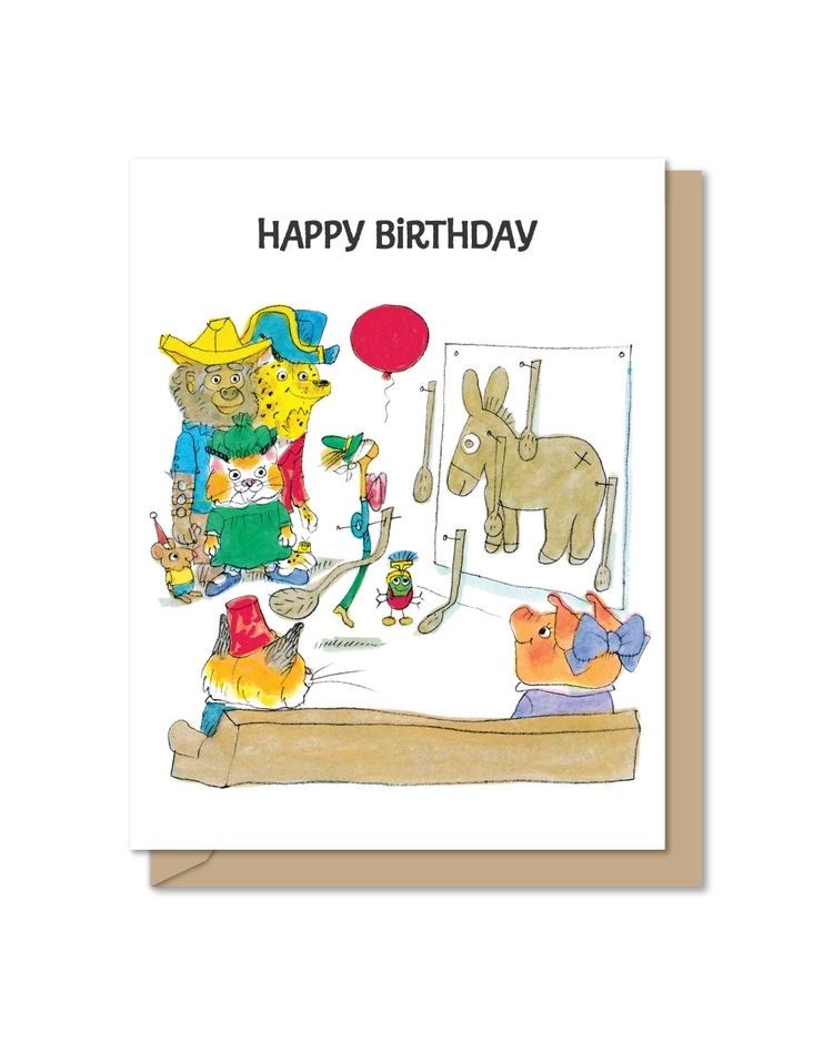Richard Scarry's Happy Birthday Lowly Pins The Tail On The Donkey Card
