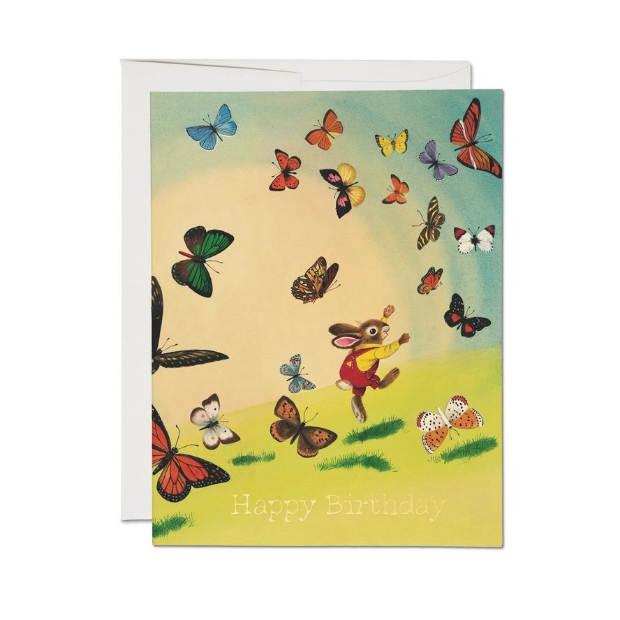 Happy Birthday Richard Scarry's Bunny And Butterflies Card