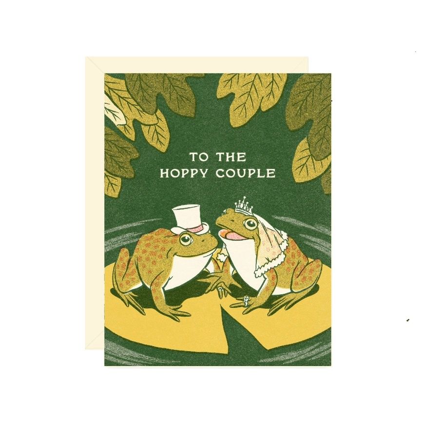 To The Hoppy Couple Frog Wedding Card
