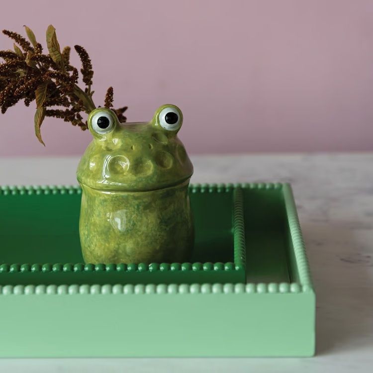 Hand Painted Stoneware Frog Vase