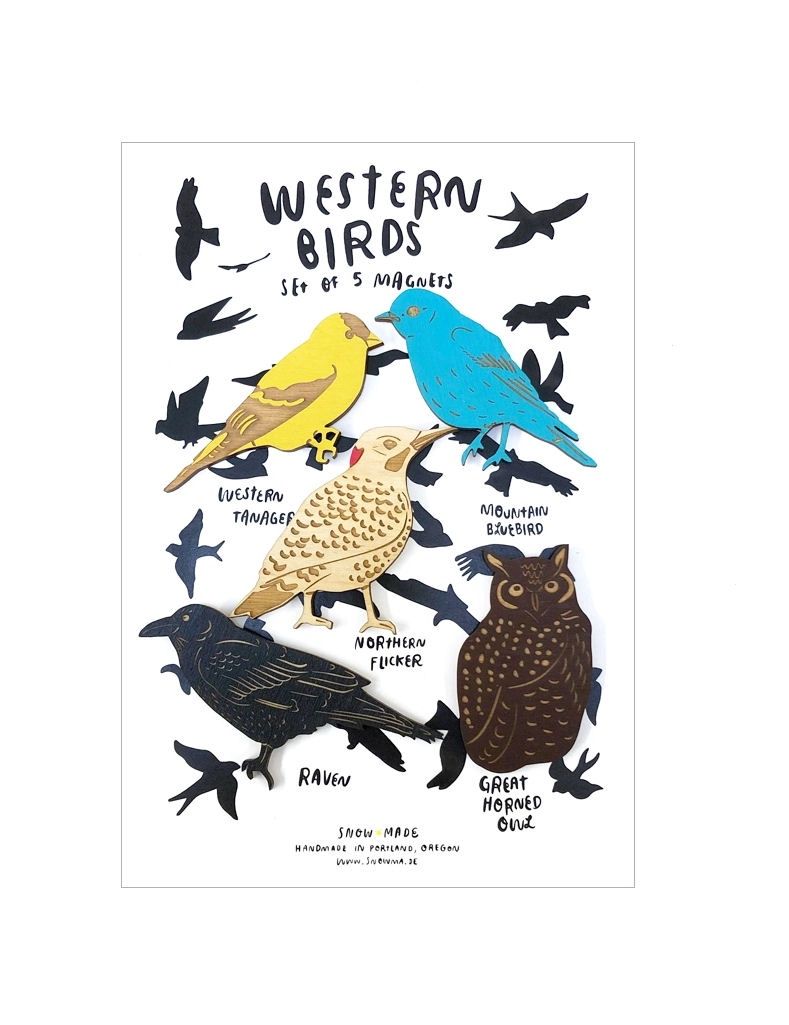 Western Birds Wooden Magnet Set