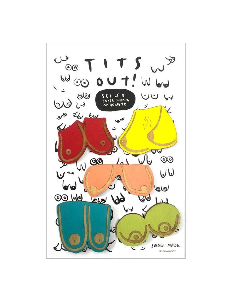 Tits Out Wooden Magnet Set