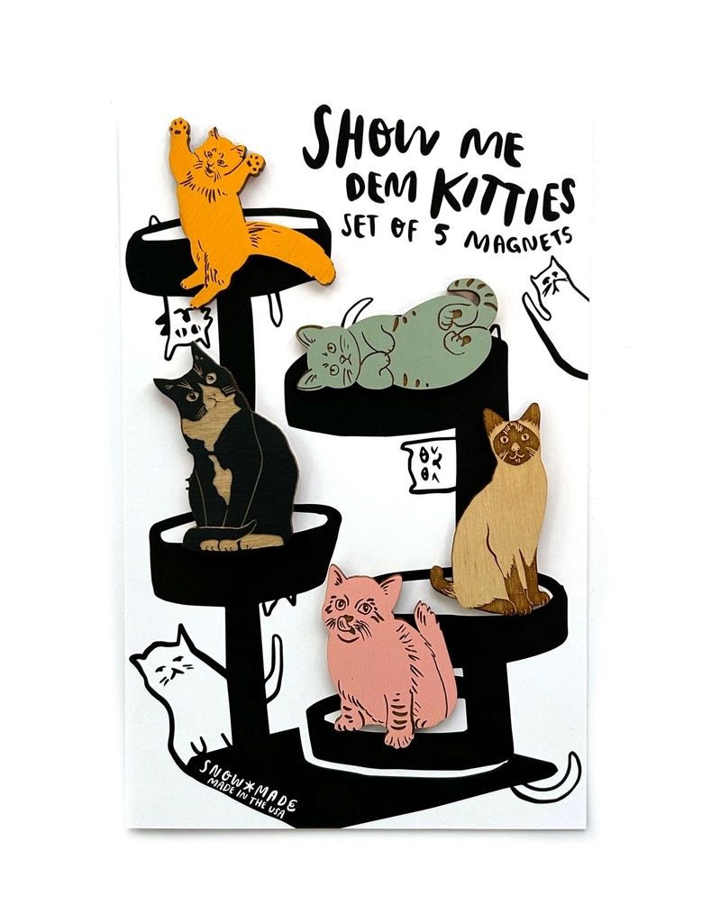 Show Me Dem Kitties Wooden Magnet Set
