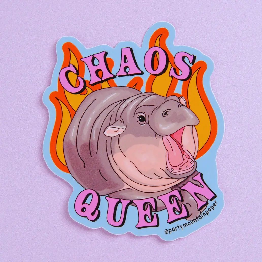 Chaos Queen Moo Deng Hippo Sticker