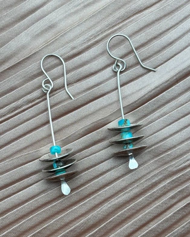 Remains Silver Triple Disc Earrings
