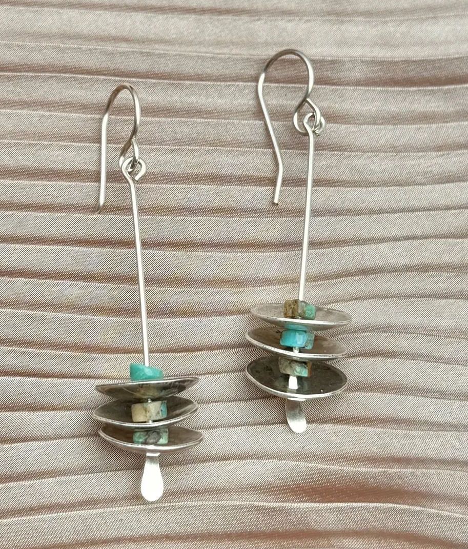 Remains Silver Triple Disc Earrings