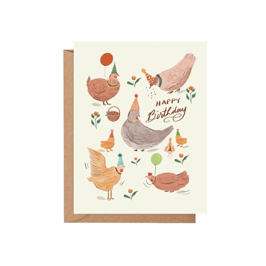 Flock Of Chickens Happy Birthday Card
