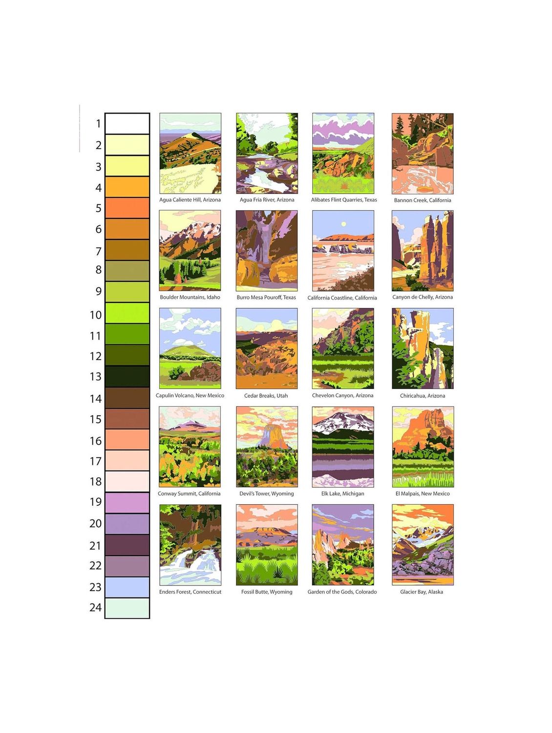 American Landscapes Color By Number Paperback Book