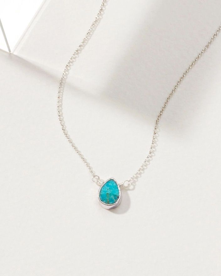 Delicate Silver Turquoise Gemstone Necklace